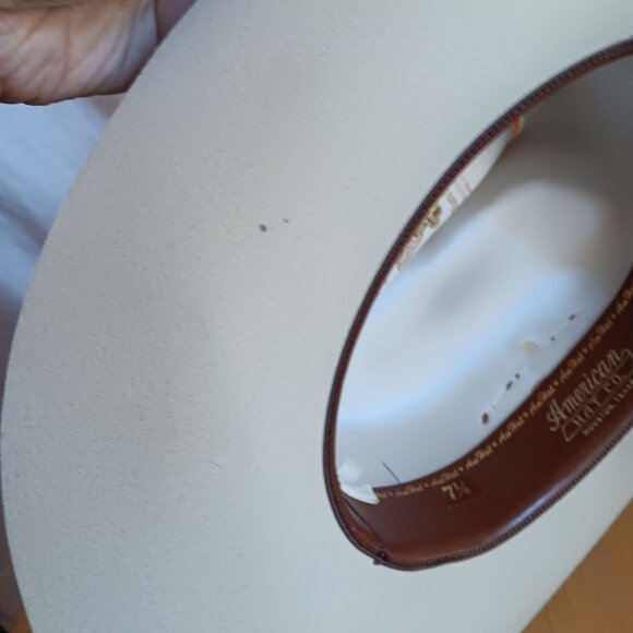 Men's Vintage American Hat Co. 7 1/8 Cream Western Cowboy Hat In Box - Picture 14 of 16